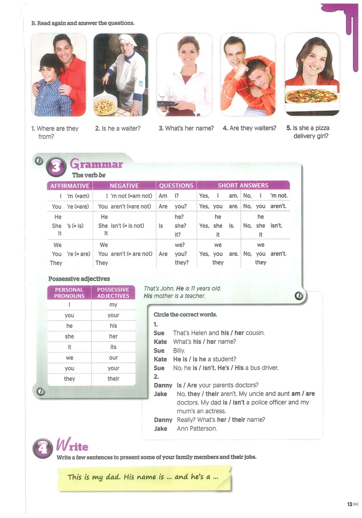 He's a chef (Grammar & Write)