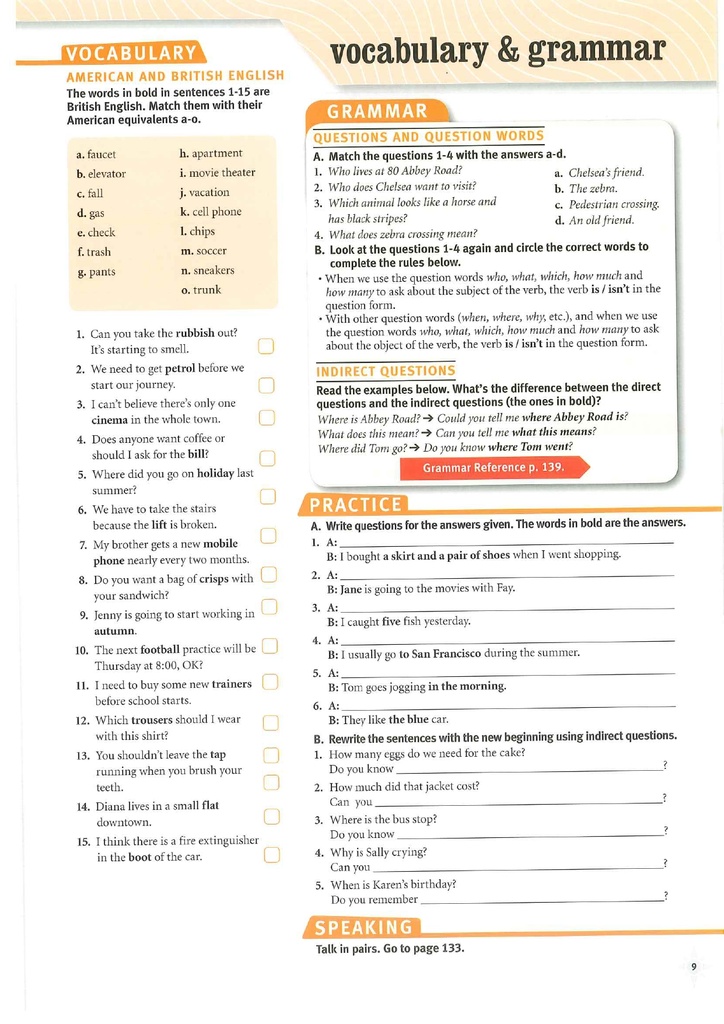 1A Vocabulary and Grammar