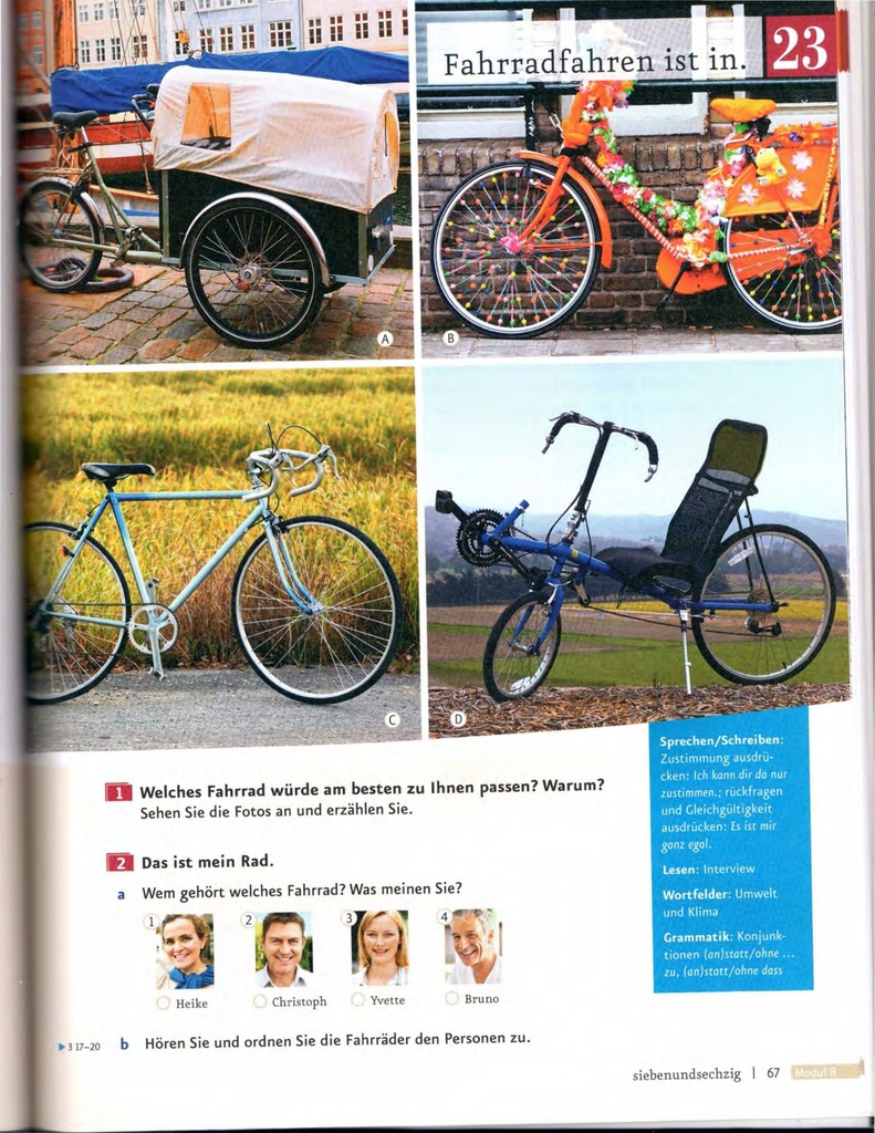 B1.2 Fahrradfahren ist in. (seite 67)