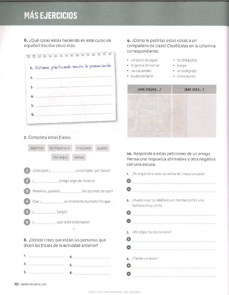 152 ¿Qué cosas estás haciendo en este curso de español?