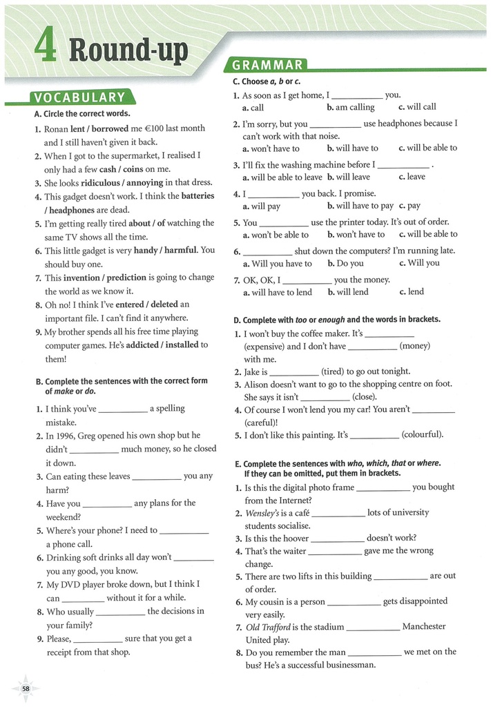4 Round-up Vocabulary