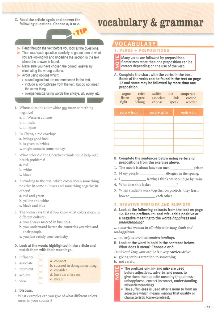 1B Vocabulary and Grammar