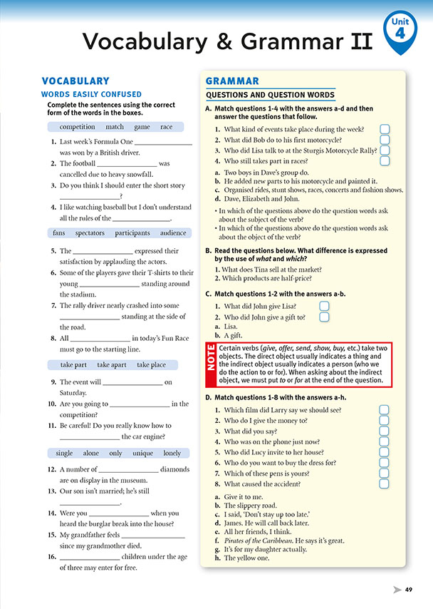 Vocabulary & Grammar II (page 49)