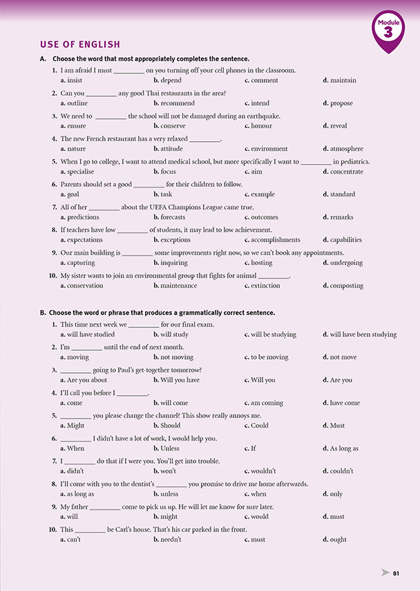 USE OF ENGLISH (page 81)