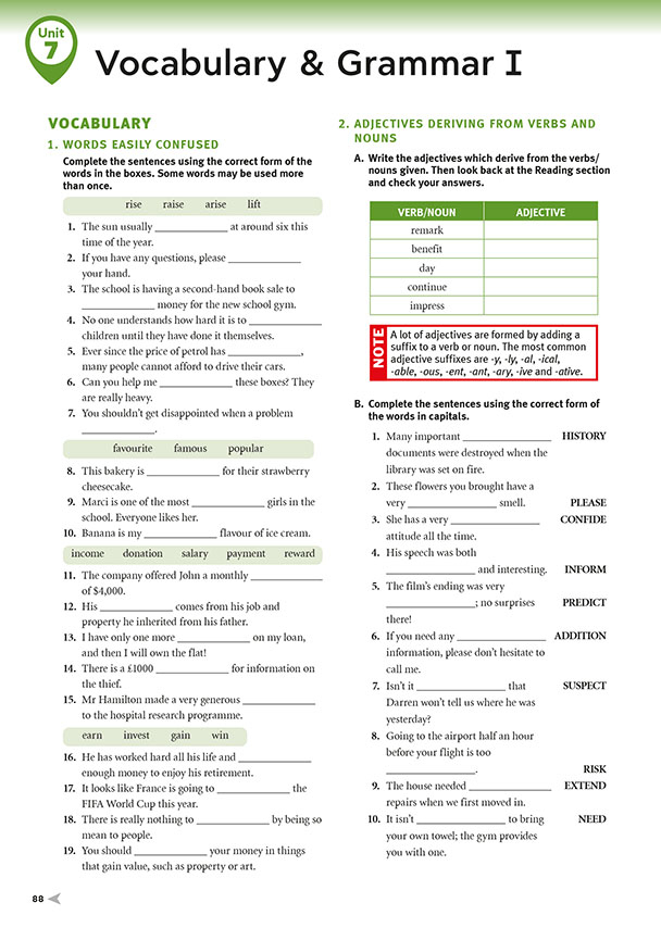 Vocabulary & Grammar I (page 88)