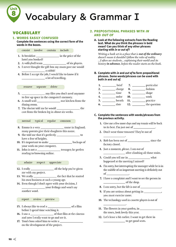 Vocabulary & Grammar I (page 98)