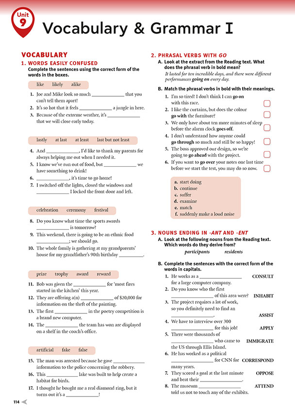 Vocabulary & Grammar I (page 114)