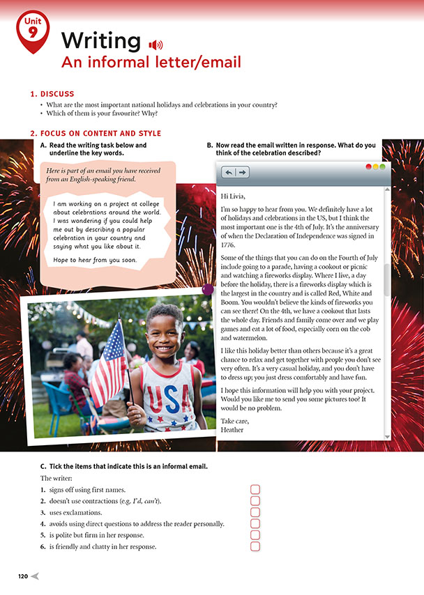 Writing / An informal letter/email (page 120)