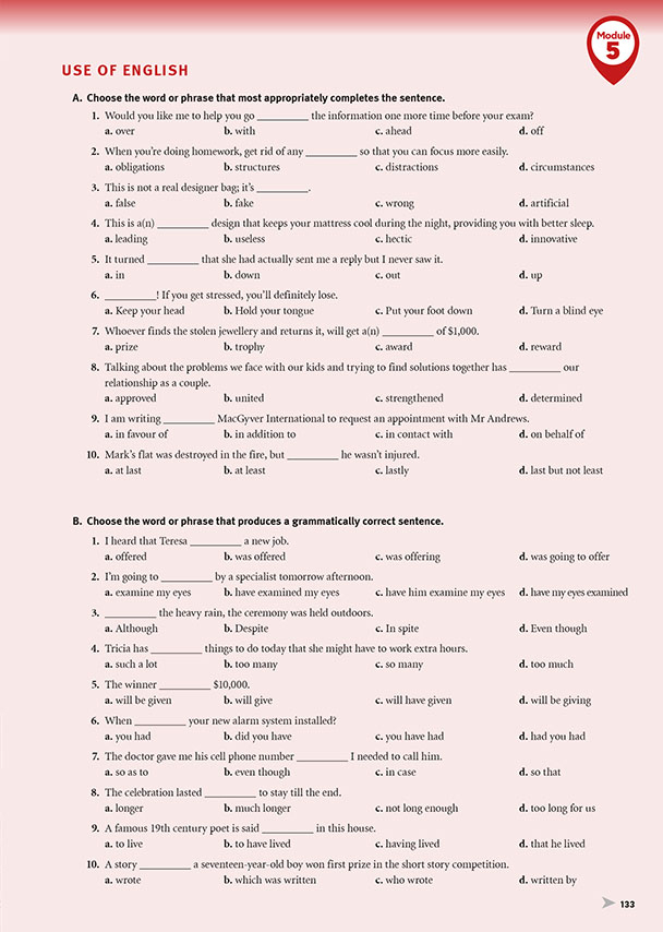 USE OF ENGLISH (page 133)