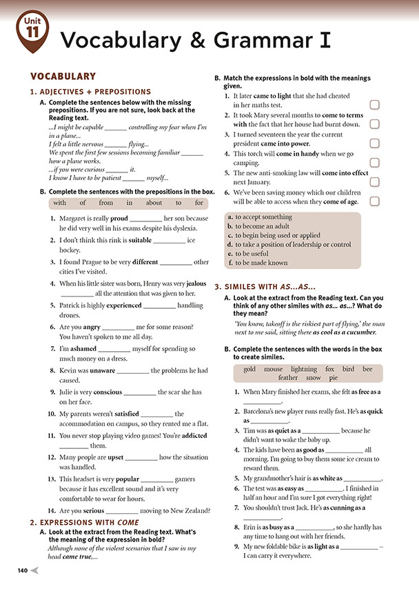 Vocabulary & Grammar I (page 140)