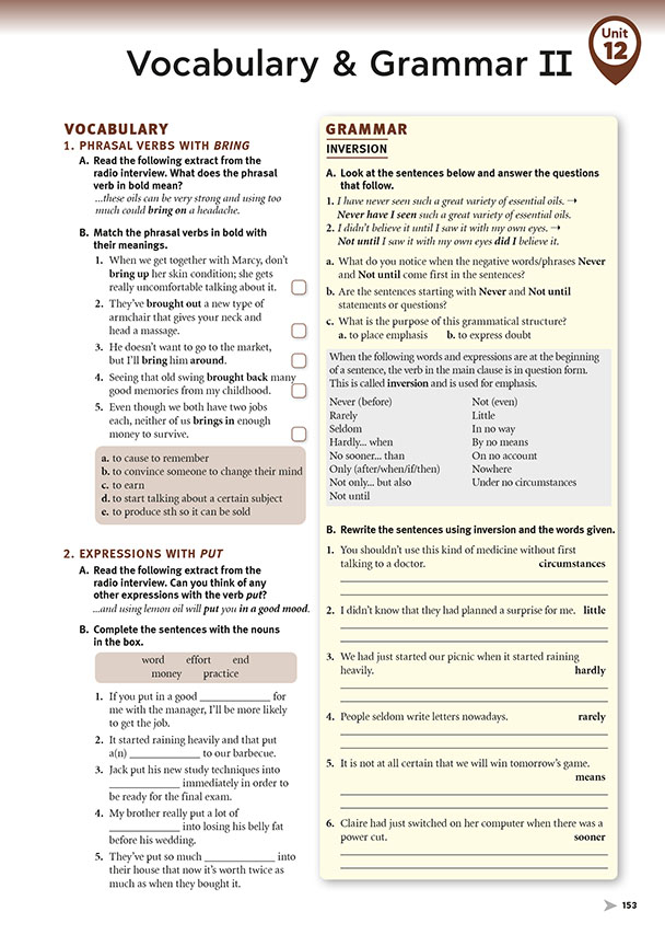 Vocabulary & Grammar II (page 153)