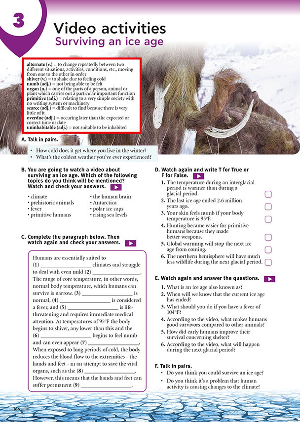 Video activities / Surviving an ice age (page 166)