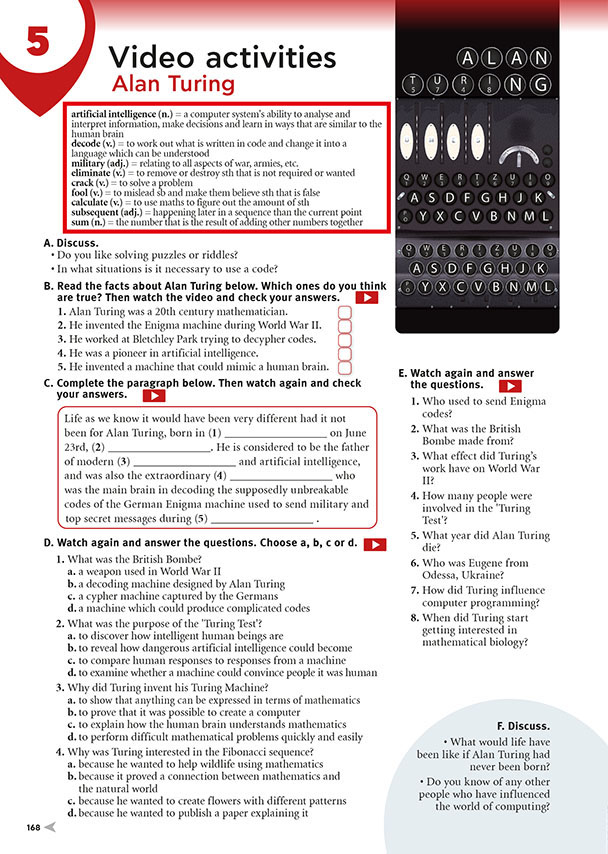 Video activities / Alan Turing (page 168)