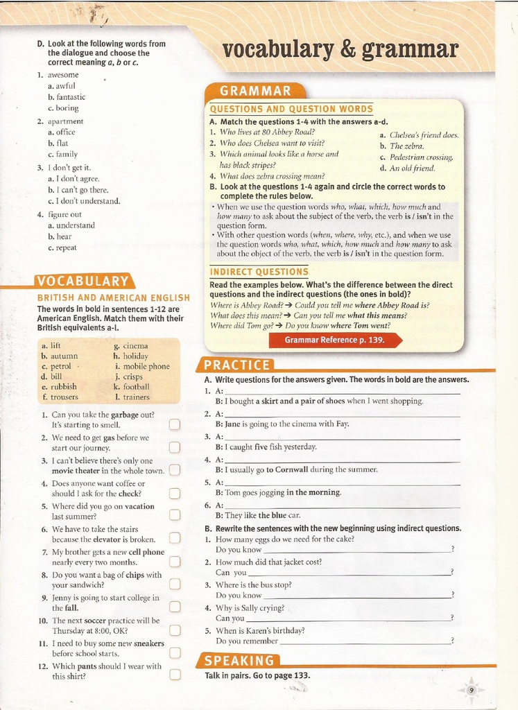 Vocabulary & Grammar