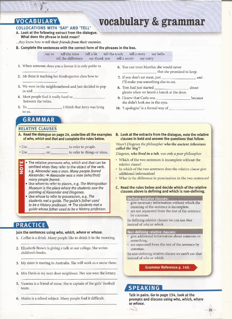 Vocabulary & Grammar