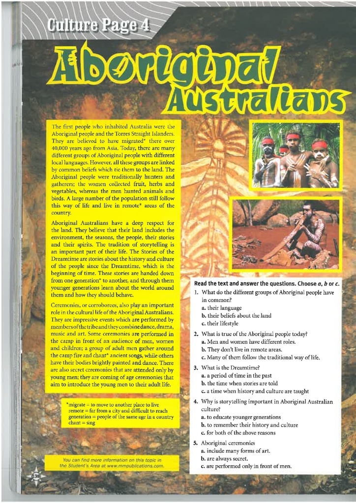Culture Page 4 / Aboriginal Australians (page 138)