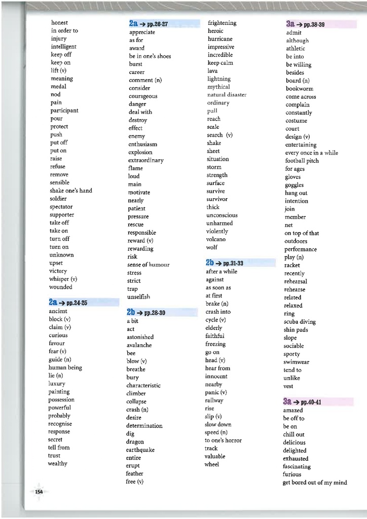 Word list (page 154)