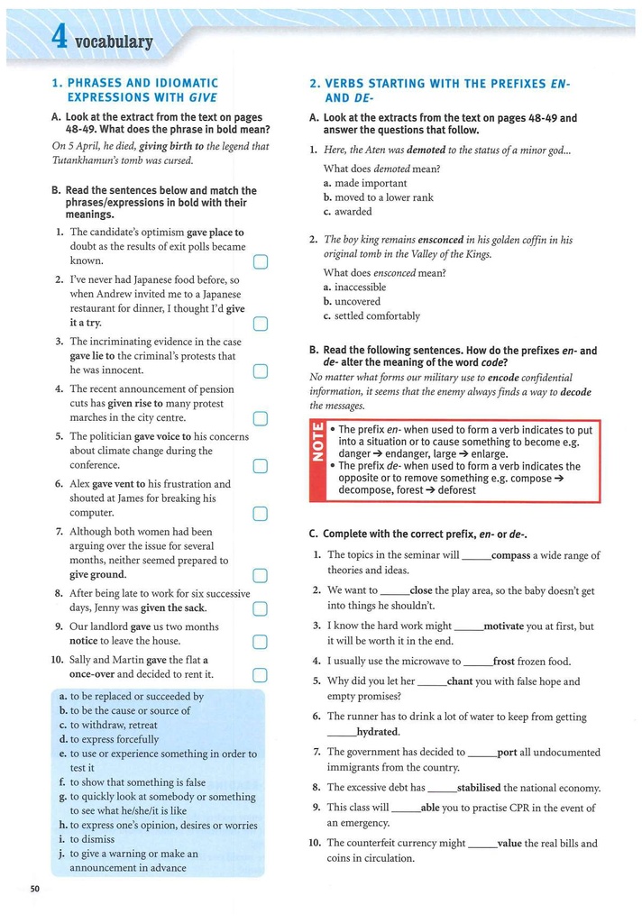 4 Vocabulary (page 50)