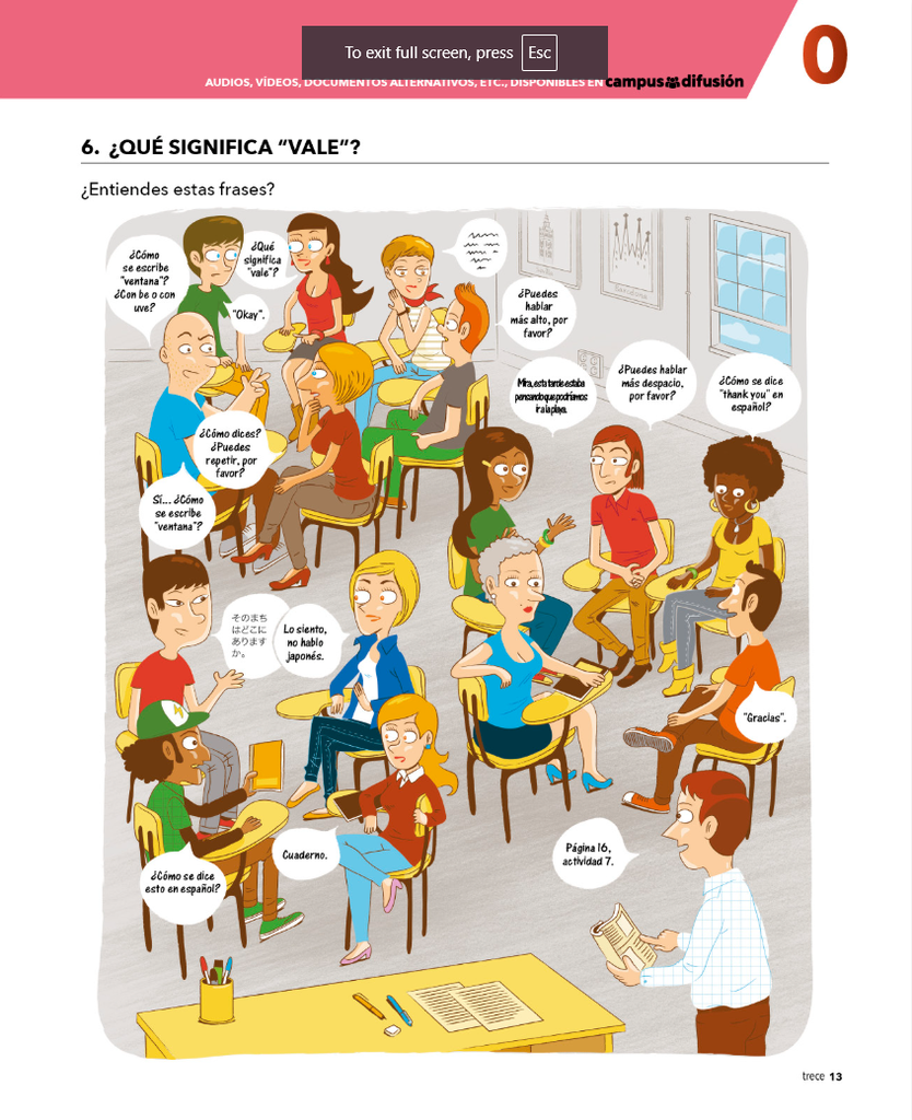 6. ¿QUE SIGNIFICA ''VALE''? (página 13)