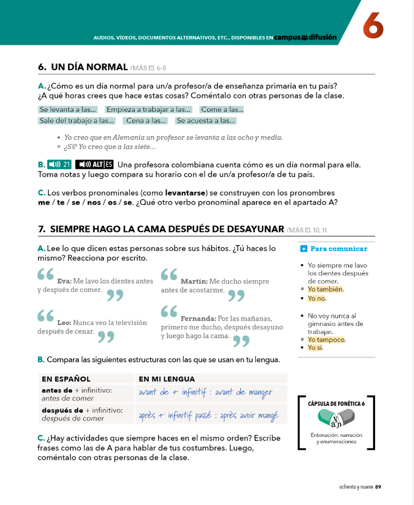 6. UN DÍA NORMAL (página 89)
